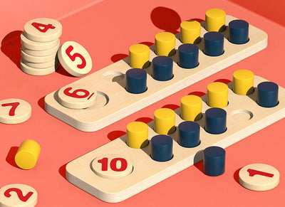 Planches de comptage Montessori de base avec piquets numérotés