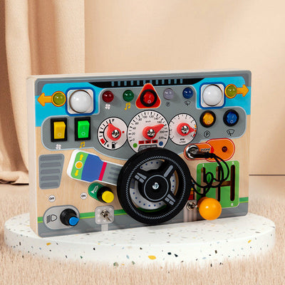 Tableau d'activités pour enfants Thème conduite avec LED, boutons et cadrans