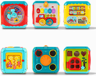 7-in-1 Activity Cube with Shapes Sorting Light and Piano Sound Early Learning Educational Toy Great Birthday Christmas Gift for Kids