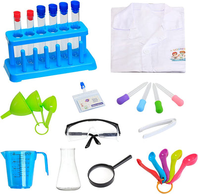 Kit de Juego de Rol de Laboratorio para Niños con Gafas, Bata de Laboratorio y Variedad de Equipo Científico de Juguete para Niños