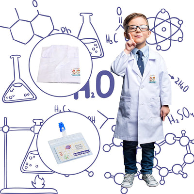 Kit de Juego de Rol de Laboratorio para Niños con Gafas, Bata de Laboratorio y Variedad de Equipo Científico de Juguete para Niños