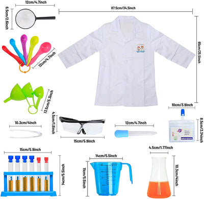 Kit de Juego de Rol de Laboratorio para Niños con Gafas, Bata de Laboratorio y Variedad de Equipo Científico de Juguete para Niños