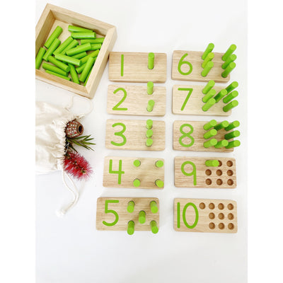 Grandes planches de comptage Montessori avec chevilles et bâtonnets pour apprendre les nombres