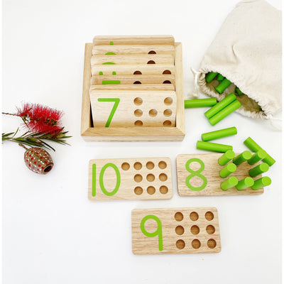Grandes planches de comptage Montessori avec chevilles et bâtonnets pour apprendre les nombres