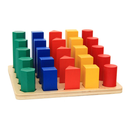 Gran Escalera de Formas Montessori 3D Juego de Clasificación de Figuras Geométricas Sólidas de Colores