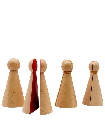 Montessori Fractions Quilles Poupée Patte de Bois Plateau de Tri