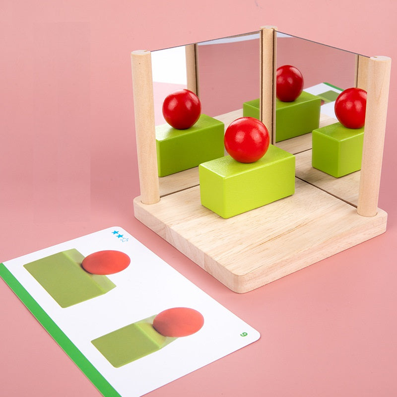 Montessori BASIC Geometric Shapes Mirror Board with Flash Cards