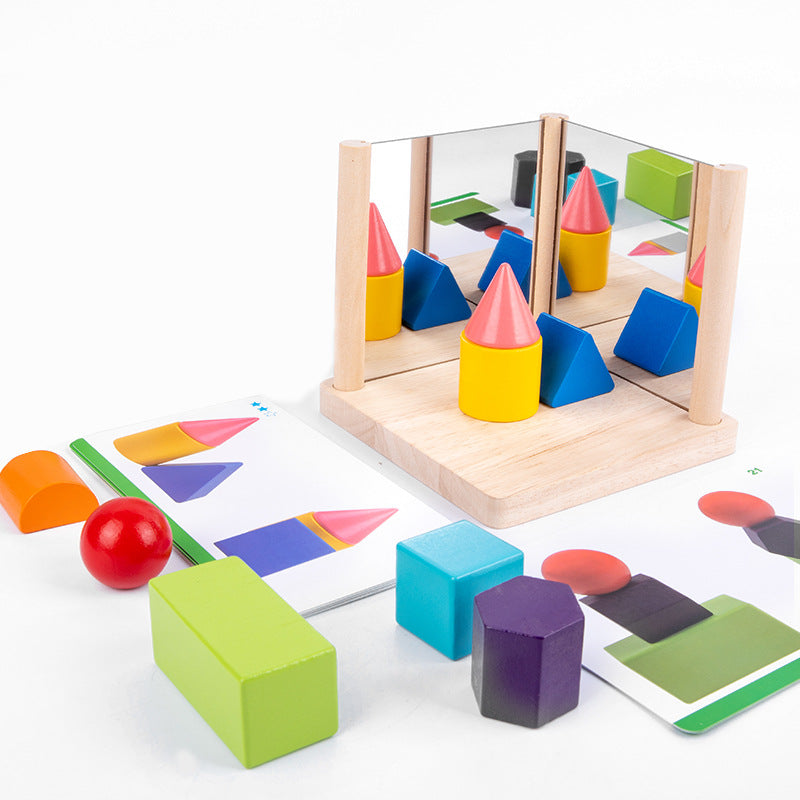 Montessori BASIC Geometric Shapes Mirror Board with Flash Cards