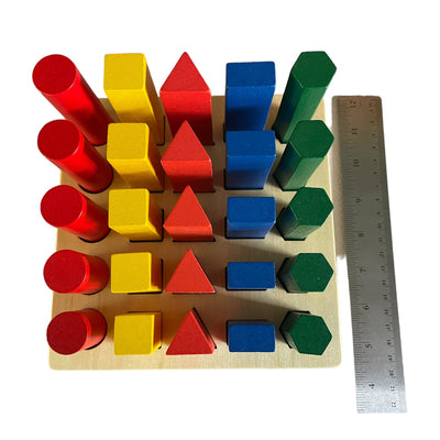 Gran Escalera de Formas Montessori 3D Juego de Clasificación de Figuras Geométricas Sólidas de Colores