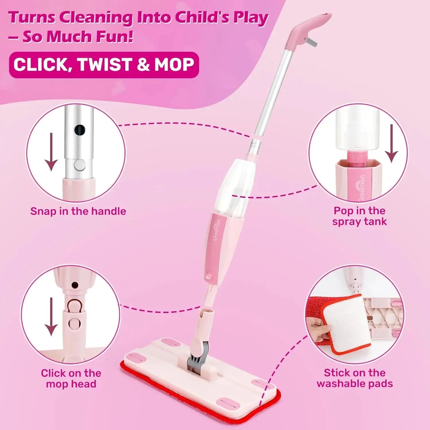 Vadrouille à pulvérisation jouet pour le nettoyage des enfants