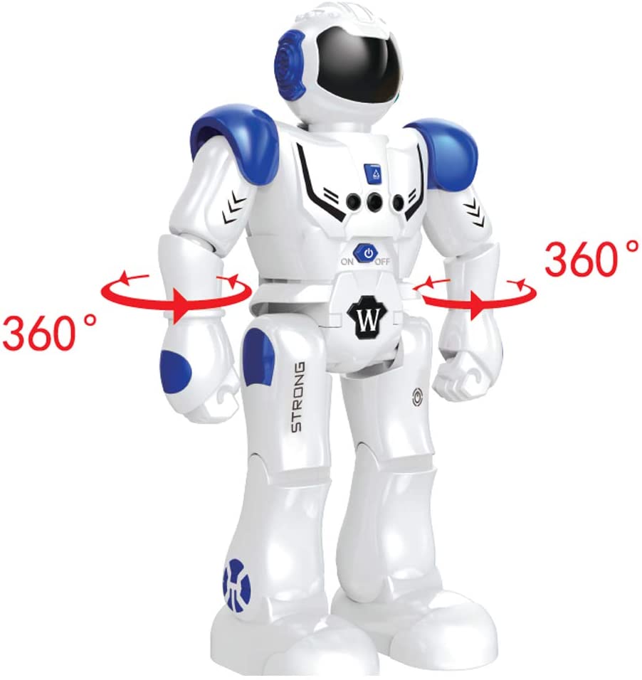 Robot Jouet Télécommandé Programmable Intelligent Interactif avec Capteur de Geste, Kit Robotique Dansant Marchant, Robot Intelligent LED, Cadeau pour Enfants
