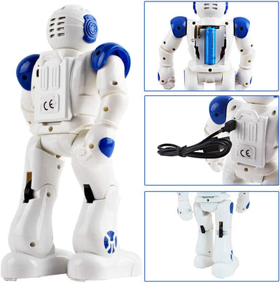 Robot Jouet Télécommandé Programmable Intelligent Interactif avec Capteur de Geste, Kit Robotique Dansant Marchant, Robot Intelligent LED, Cadeau pour Enfants
