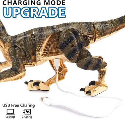 Juguete de dinosaurio teledirigido recargable con función de caminar, sonidos de rugido, luces, robot de dinosaurio T-Rex realista para niños, juguetes, regalos