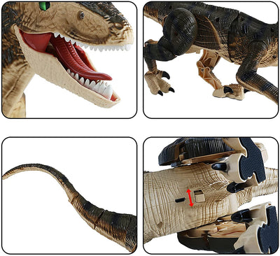 Juguete de dinosaurio teledirigido recargable con función de caminar, sonidos de rugido, luces, robot de dinosaurio T-Rex realista para niños, juguetes, regalos