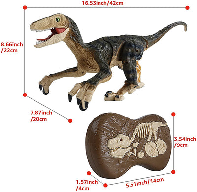 Juguete de dinosaurio teledirigido recargable con función de caminar, sonidos de rugido, luces, robot de dinosaurio T-Rex realista para niños, juguetes, regalos