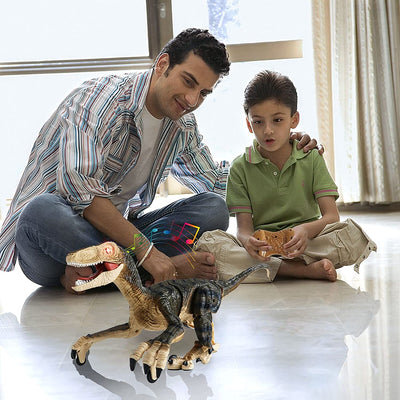 Juguete de dinosaurio teledirigido recargable con función de caminar, sonidos de rugido, luces, robot de dinosaurio T-Rex realista para niños, juguetes, regalos