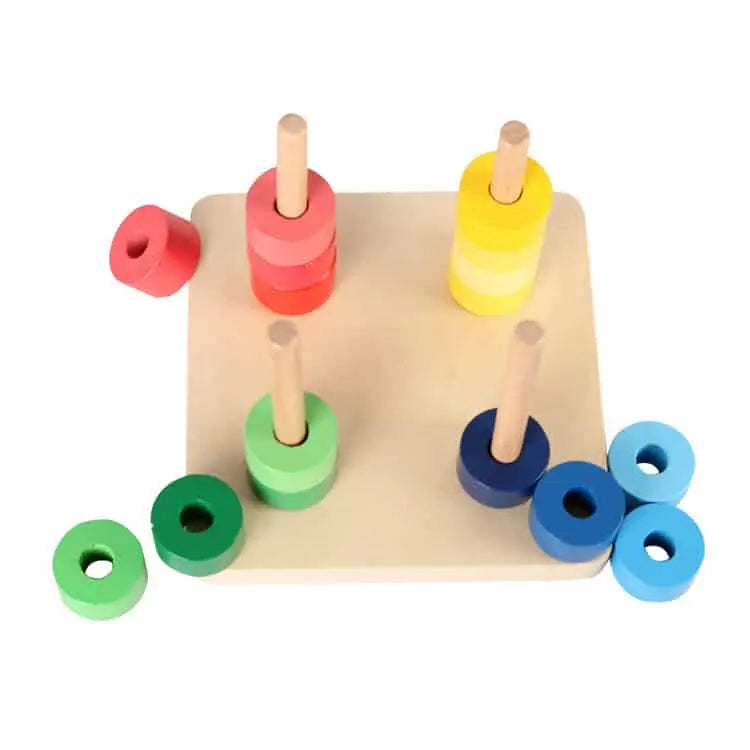 Fidtoy Montessori Colored Circles – Wooden Shape & Color Sorting Toy for Toddlers