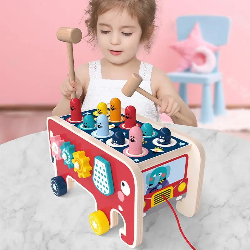 Fidtoy Banco de Pilonaje Montessori para Niños Pequeños – Juguete Musical de Martillo de Madera para Aprendizaje Temprano y Habilidades Motoras Finas