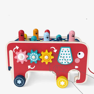Fidtoy Montessori Pillonage Bench for Toddlers – Wooden Musical Hammer Toy for Early Learning & Fine Motor Skills
