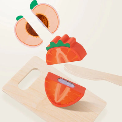 Fidtoy Wooden Cutting Food Play Set for Kids | Montessori Pretend Play & Fine Motor Skills