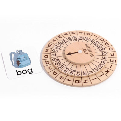Roue de lecture de mots Montessori phonétique CVC pour l'apprentissage