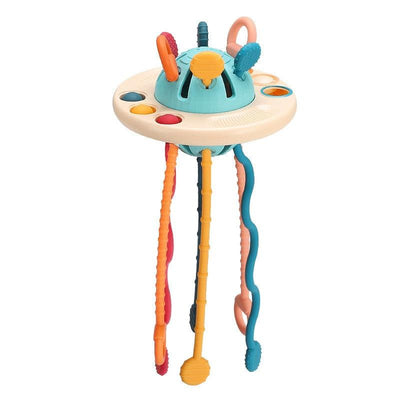 Fidtoy Montessori UFO Sensory Teething Toy for Babies Ages 1+ – Baby Pull String & Teether Activity Toy