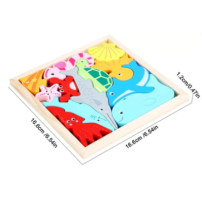 Square Animal Puzzle Wooden Animal block Set