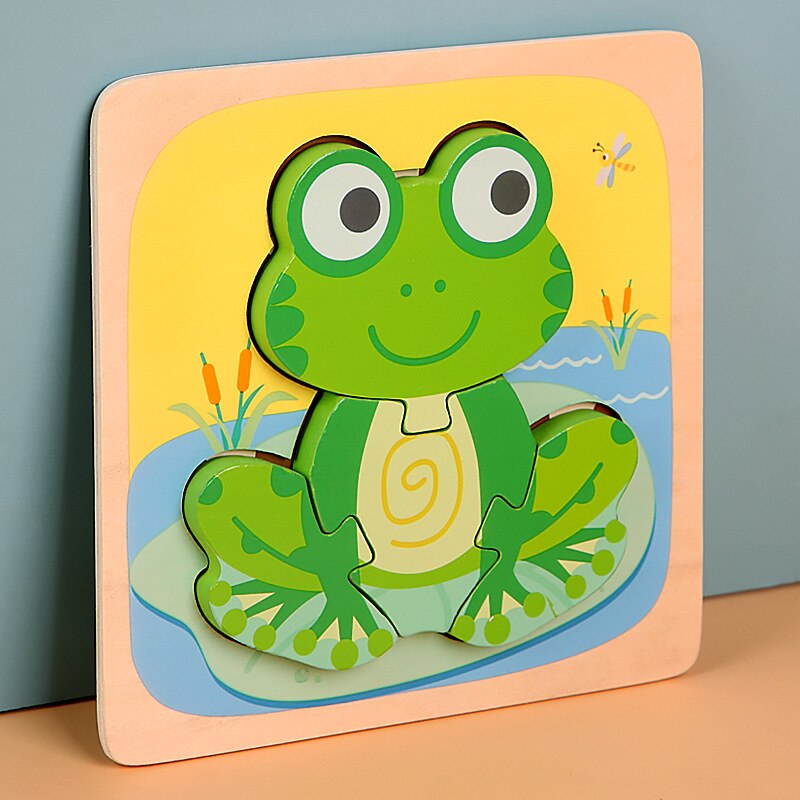 Fidtoy Wooden Animal Puzzle for Toddlers – Montessori Shape & Color Learning Toy