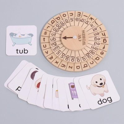 Roue de lecture de mots Montessori phonétique CVC pour l'apprentissage