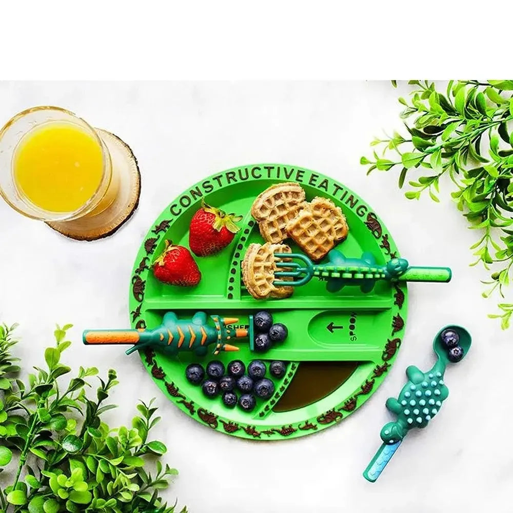 Assiette et couverts dinosaure DinoBite pour enfants
