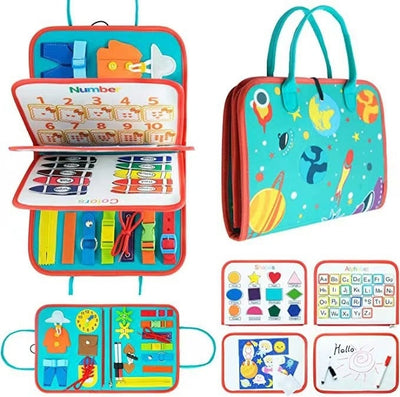 Fidtoy Busy Board for Toddlers – Portable Sensory Activity Board for Travel & Learning