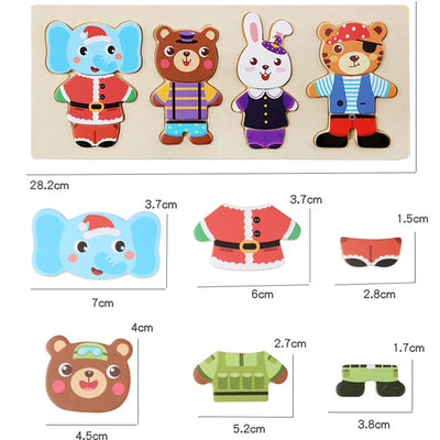 Fidtoy Montessori Wooden Animal Jigsaw Puzzle Toys for Toddlers – Educational & Fun Learning