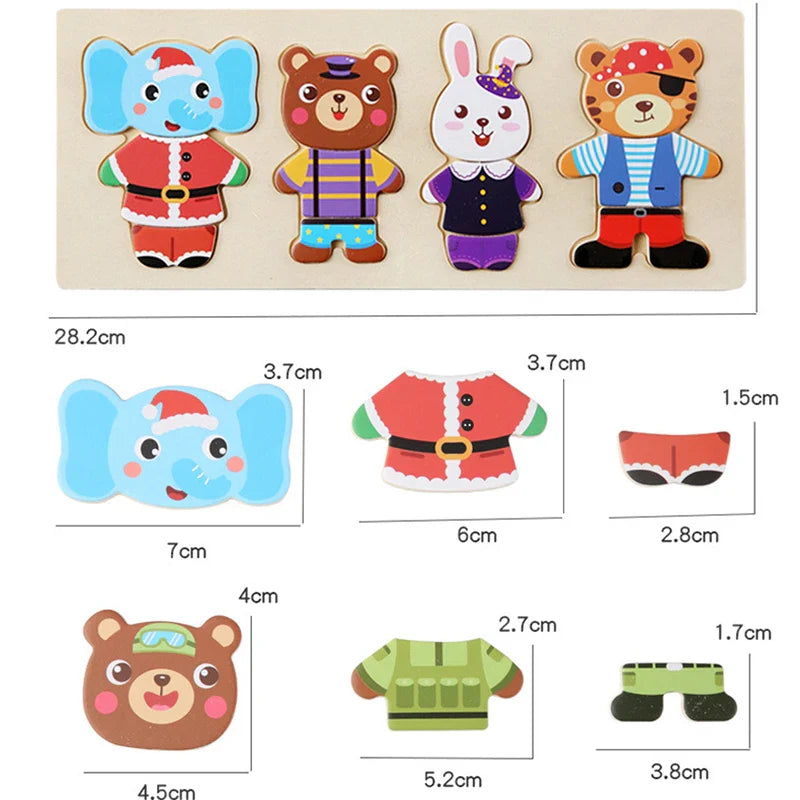 Fidtoy Montessori Wooden Animal Jigsaw Puzzle Toys for Toddlers – Educational & Fun Learning