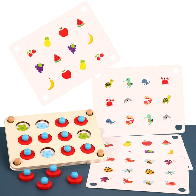 Wooden Match Fruit Animals Interactive Toy