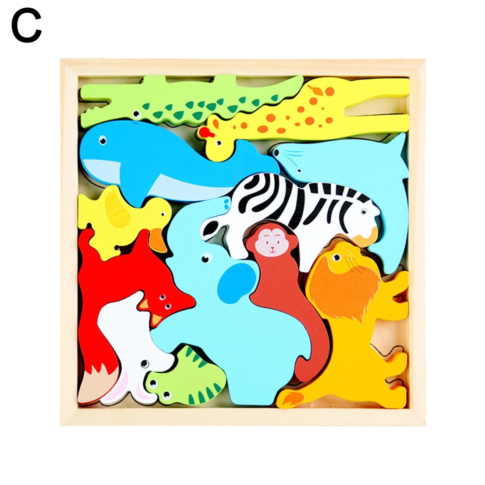 Ensemble de blocs en bois puzzle animal carré