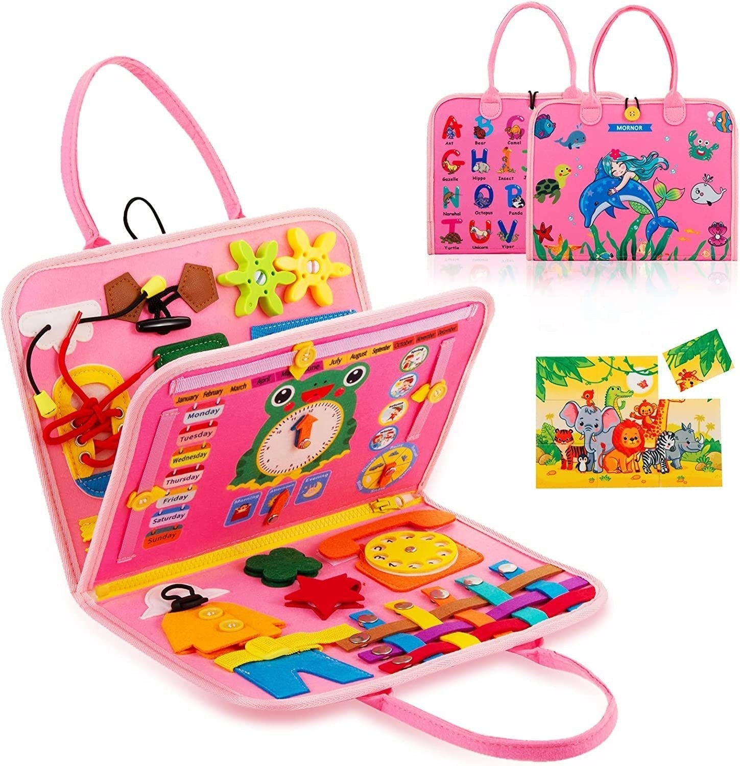 Fidtoy Busy Board for Toddlers – Portable Sensory Activity Board for Travel & Learning