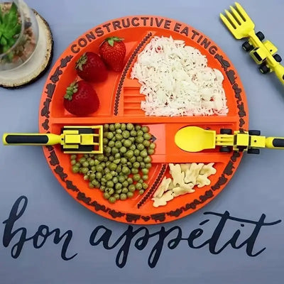 Set assiette et couverts de chantier ExcavaBite pour enfants