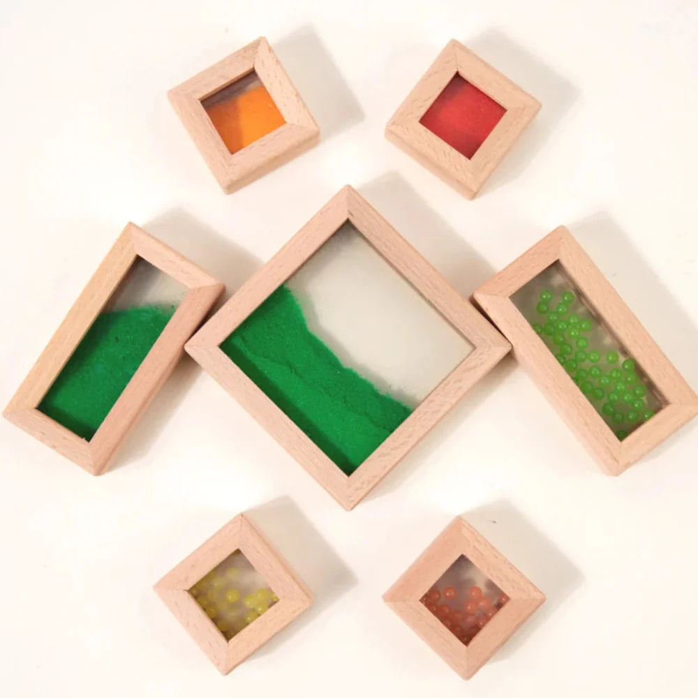 Bloques Sensoriales de Acrílico Transparente de Madera Fidtoy | Juguete Educativo y de Apilamiento STEM para Niños Pequeños de 3+