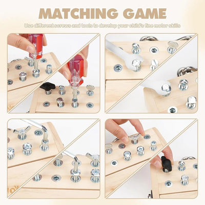 Fidtoy Tablero de Destornilladores Montessori para Niños Juguete de Herramientas de Madera Aprendizaje de Habilidades Motoras Finas