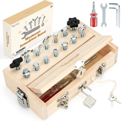 Fidtoy Tablero de Destornilladores Montessori para Niños Juguete de Herramientas de Madera Aprendizaje de Habilidades Motoras Finas