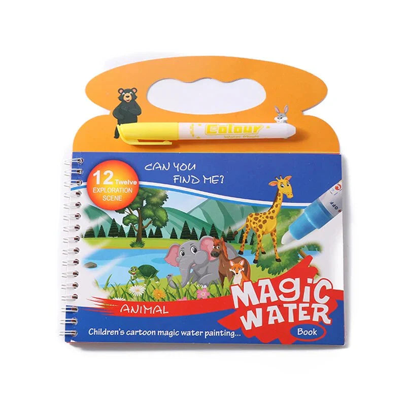 Livre Magique à l'Eau Fidtoy - Activité de Coloriage Réutilisable pour Enfants 3+ Animaux