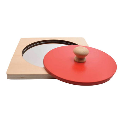 Miroir à bouton-poussoir en bois