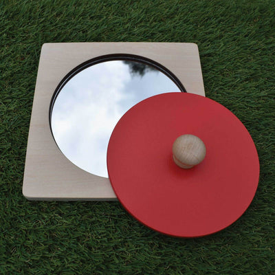 Miroir à bouton-poussoir en bois
