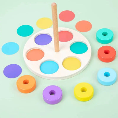 Fidtoy Threading Circles Game Montessori Wooden Threading Toy for Toddlers