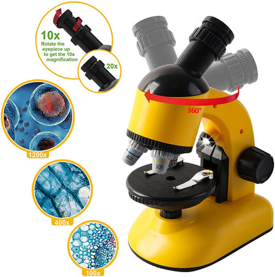 Ensemble de jeu éducatif 2 en 1 Mon premier télescope et microscope, kit de démarrage pour l'exploration scientifique et l'astronomie des enfants, cadeau de Noël
