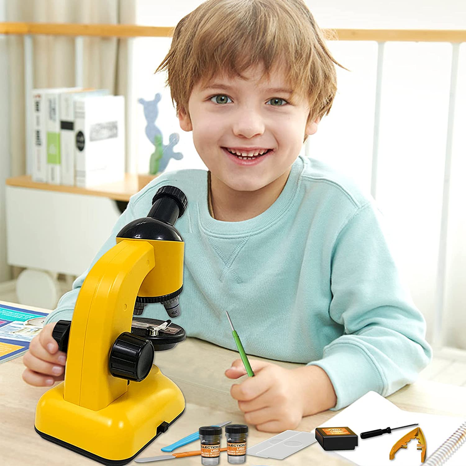 Ensemble de jeu éducatif 2 en 1 Mon premier télescope et microscope, kit de démarrage pour l'exploration scientifique et l'astronomie des enfants, cadeau de Noël