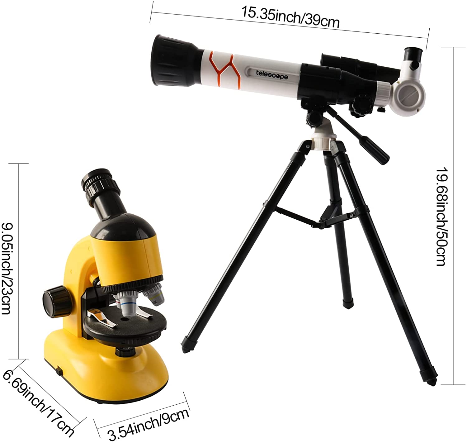 Ensemble de jeu éducatif 2 en 1 Mon premier télescope et microscope, kit de démarrage pour l'exploration scientifique et l'astronomie des enfants, cadeau de Noël