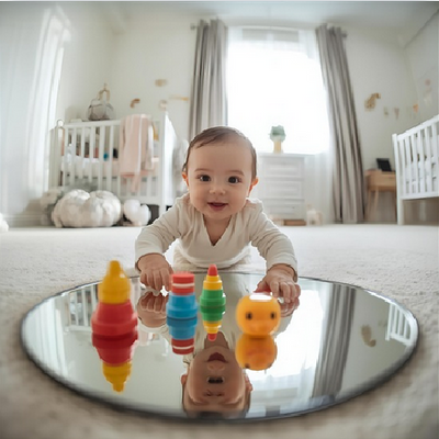 Espejo de seguridad acrílico para cuidado infantil de 40 cm, paquete de 3, espejo de mesa redondo/cuadrado sensorial