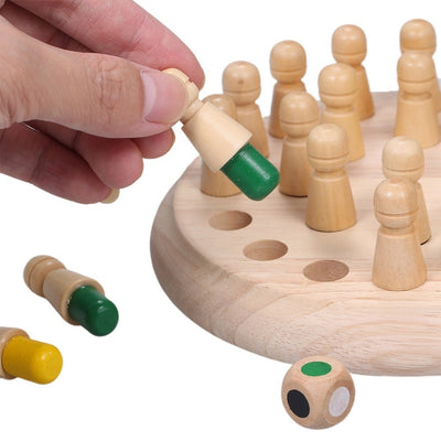 Jeu d'association en bois Fidtoy pour enfants – Jeu de société de reconnaissance des couleurs avec dés et chevilles en bois