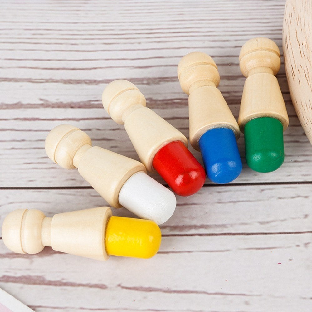 Jeu d'association en bois Fidtoy pour enfants – Jeu de société de reconnaissance des couleurs avec dés et chevilles en bois